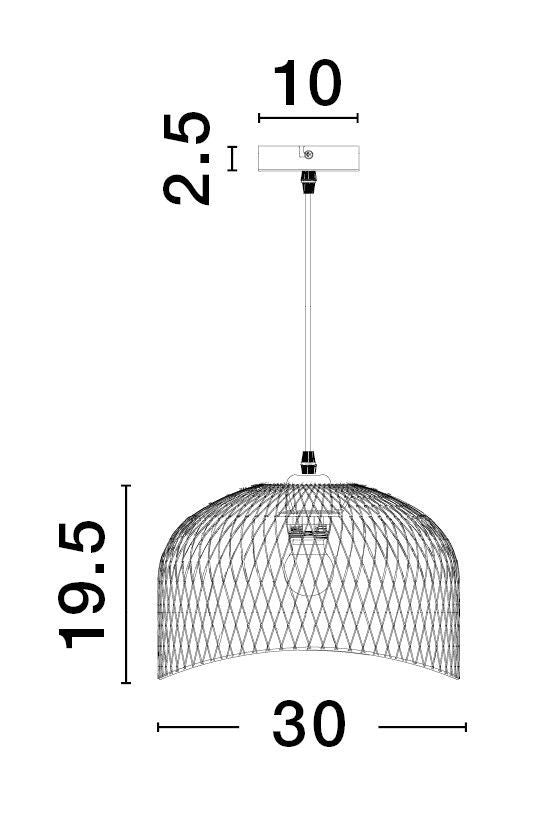 Suspension Lyron noire, bois