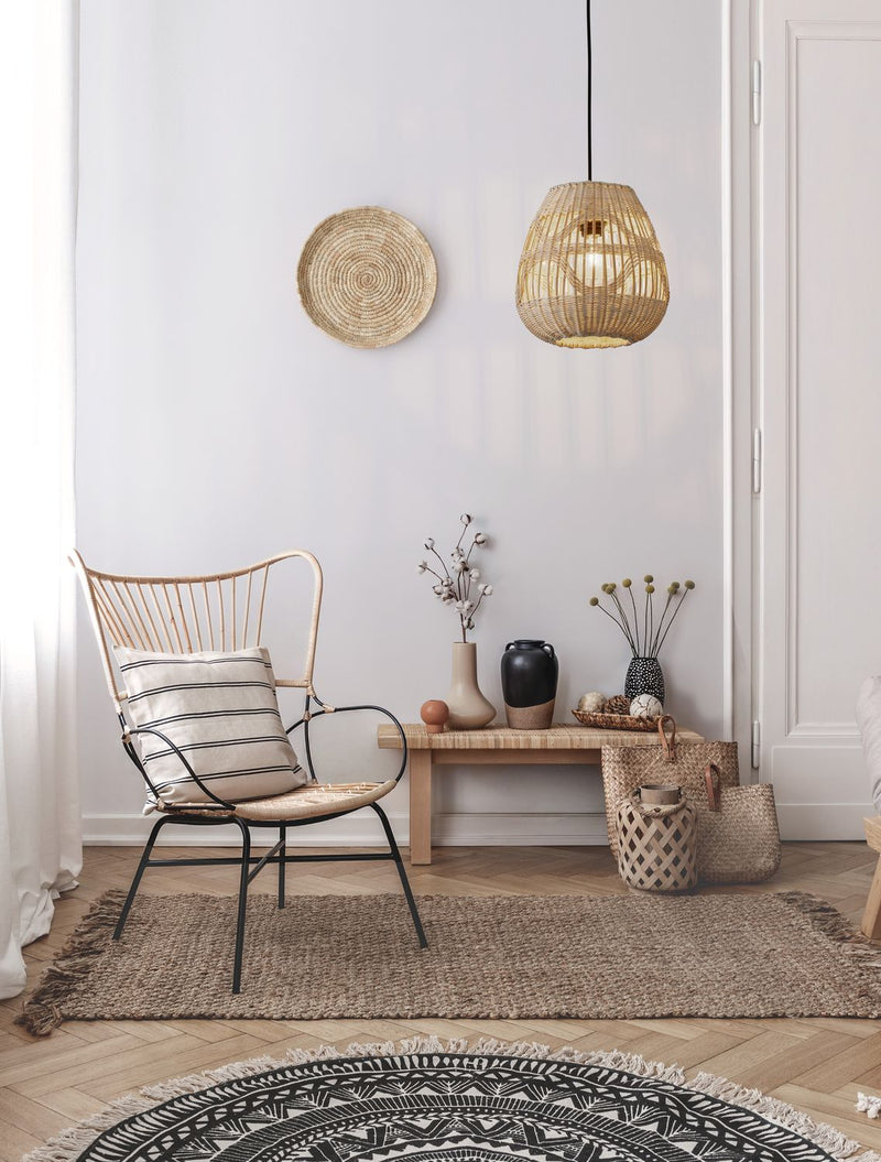 Suspension Marlo beige, rotin, H 180 cm