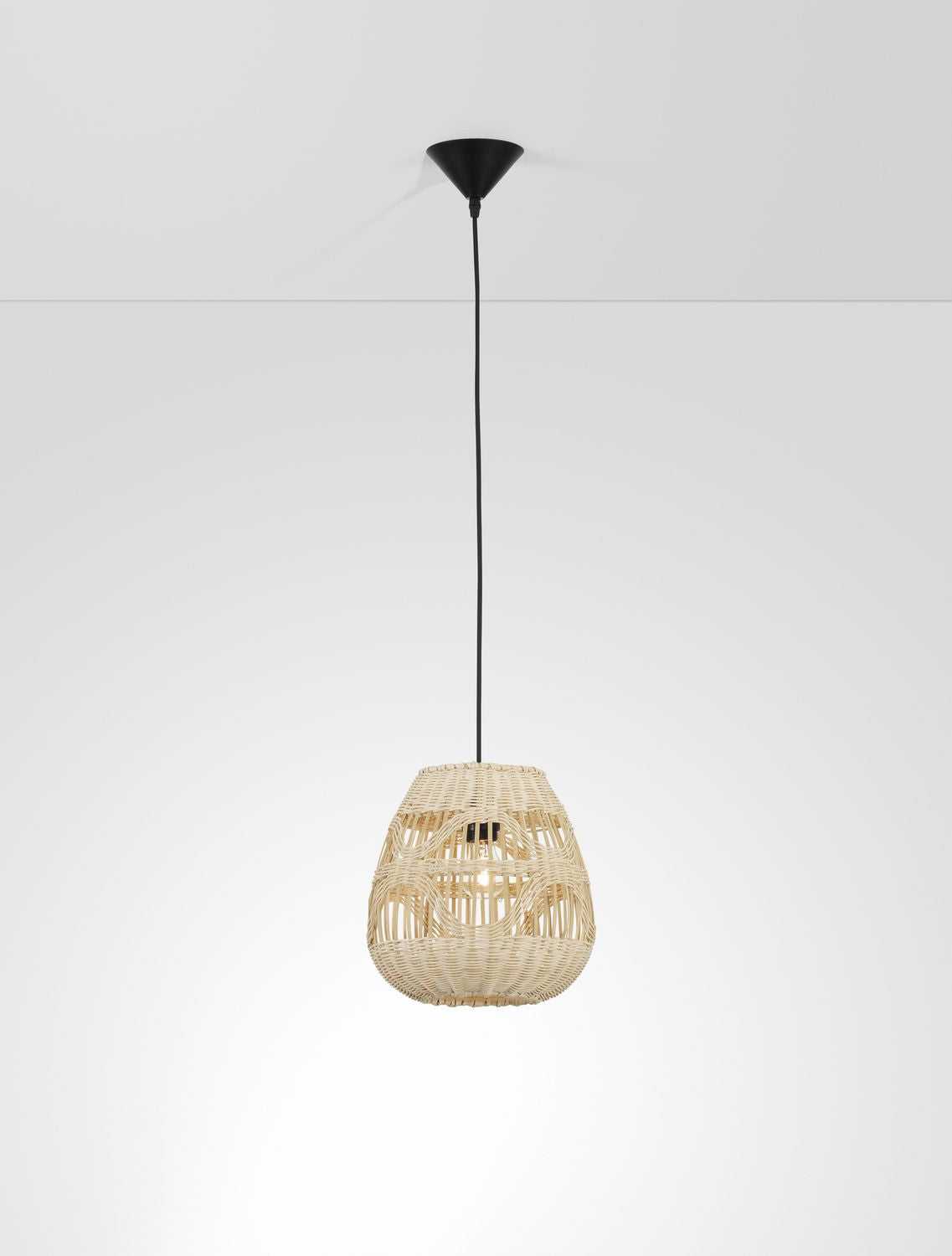 Suspension Marlo beige, rotin, H 180 cm