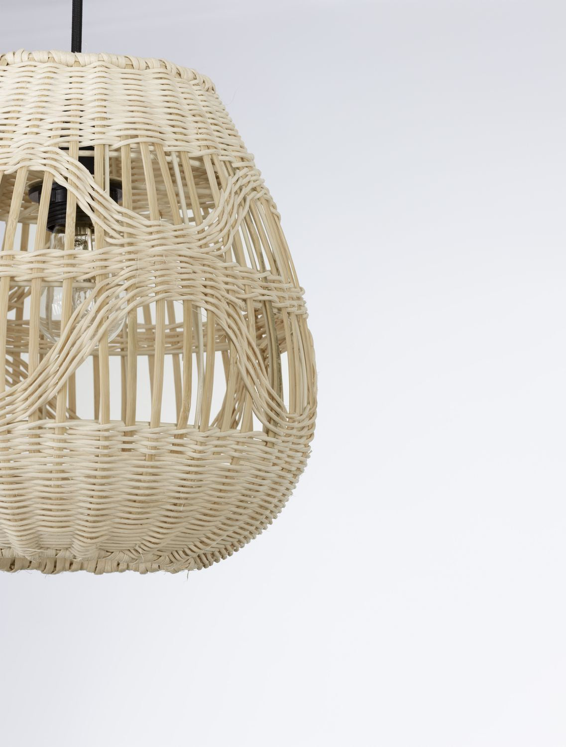 Suspension Marlo beige, rotin, H 180 cm