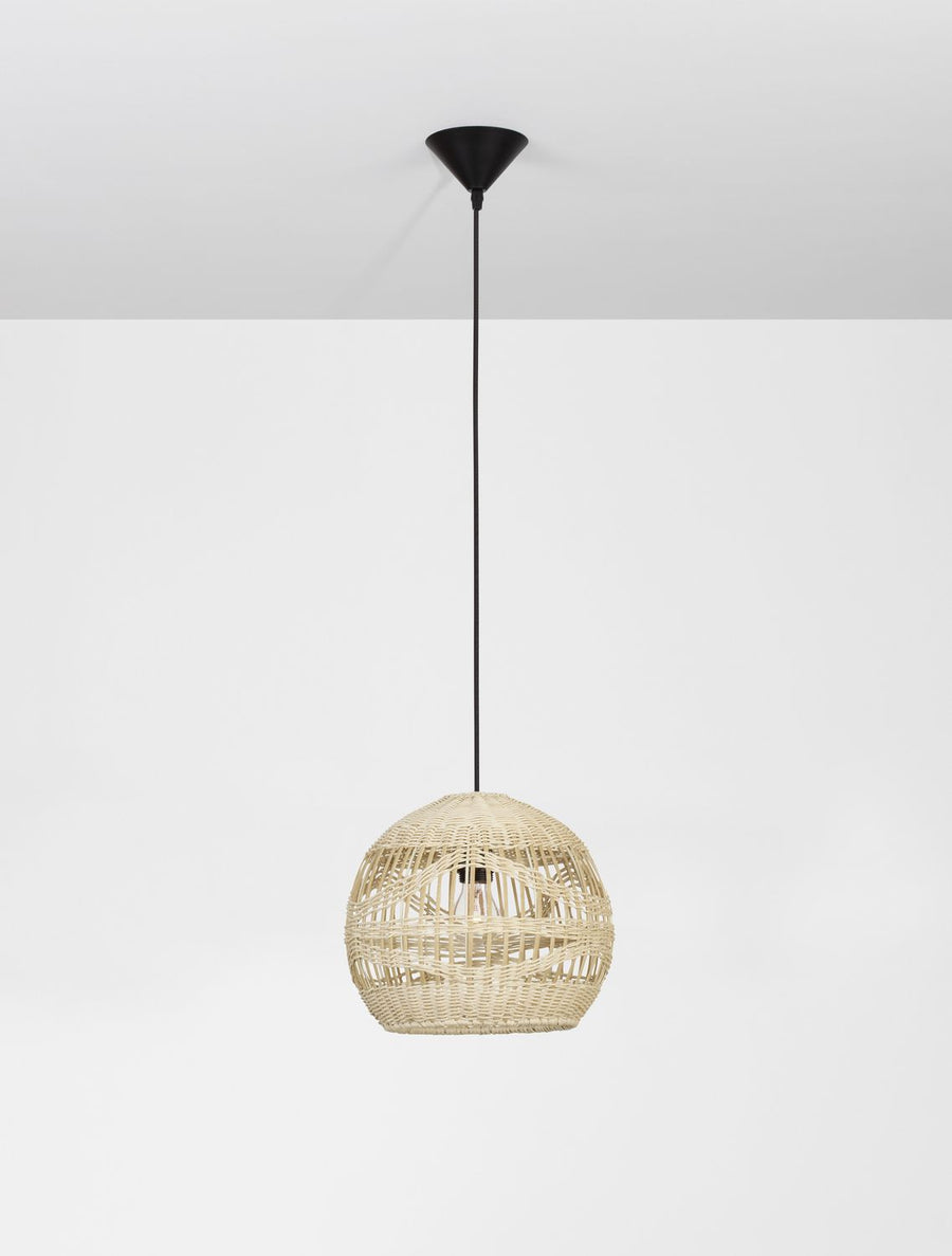 Suspension Marlo beige, rotin, H 195 cm
