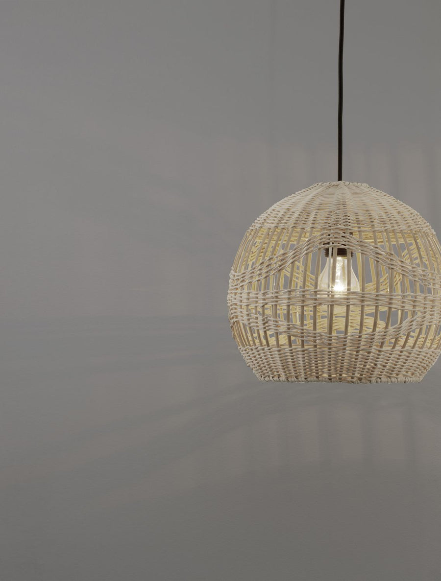 Suspension Marlo beige, rotin, H 195 cm