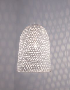 Suspension Aurora blanche, rotin