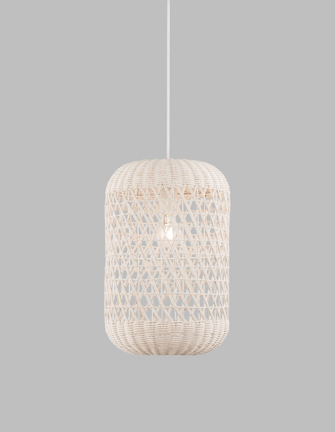 Suspension Aurora crème, rotin