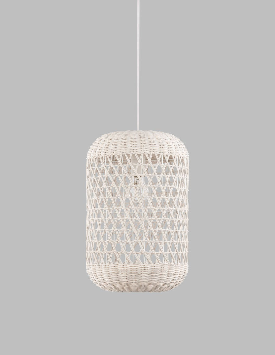 Suspension Aurora crème, rotin