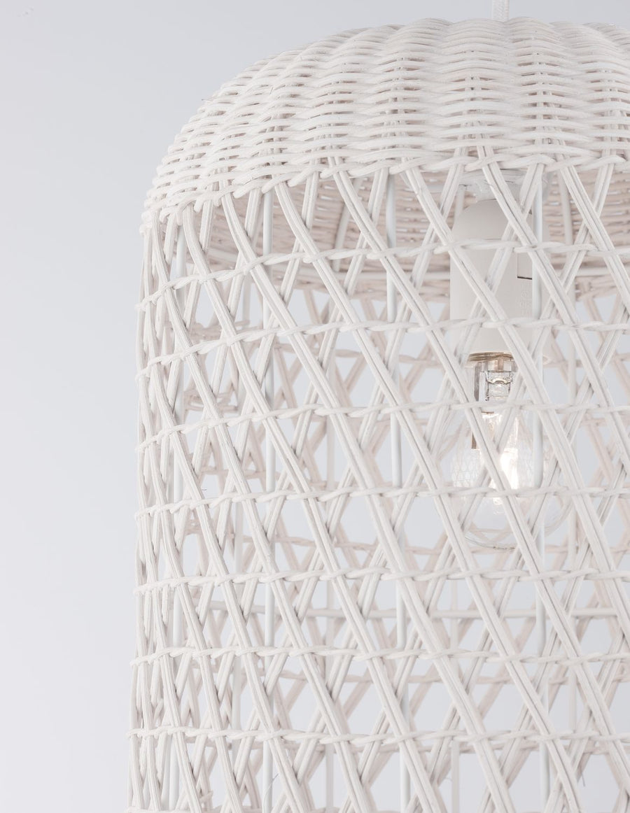 Suspension Aurora crème, rotin