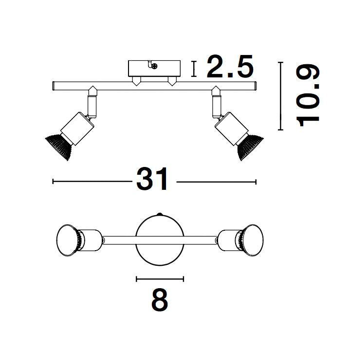 Plafonnier LUP 2 lumières doré
