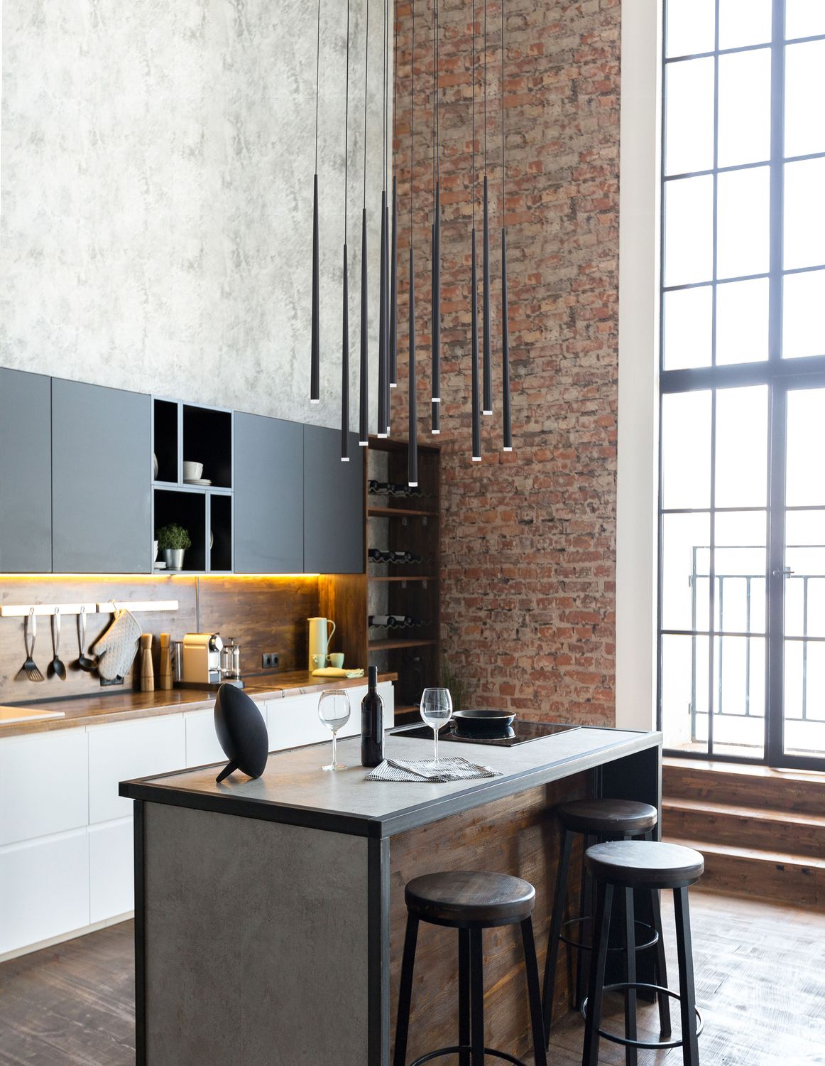 Suspension Giono noire, H 230 cm (9601012)