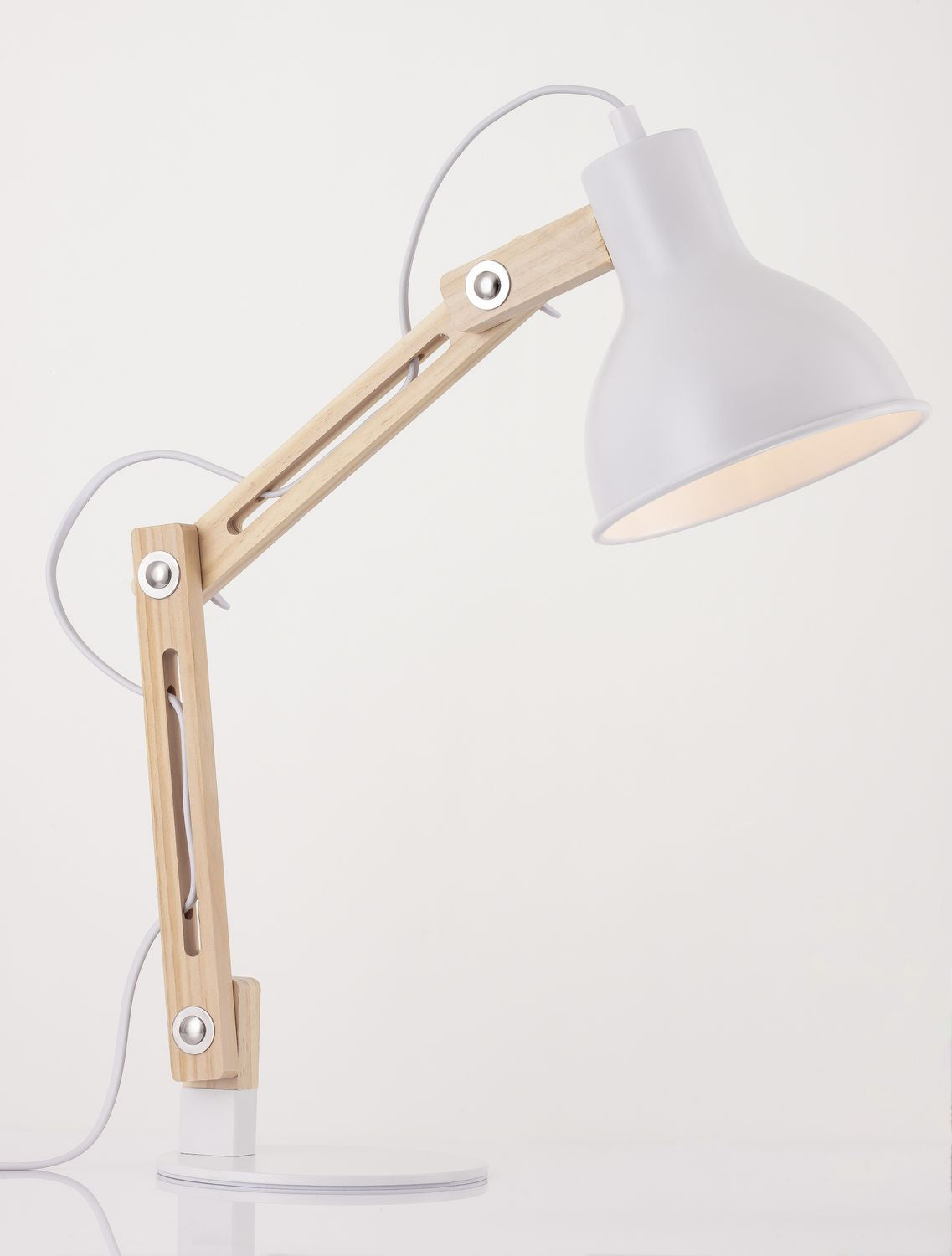 Lampe à poser Grou blanche, bois