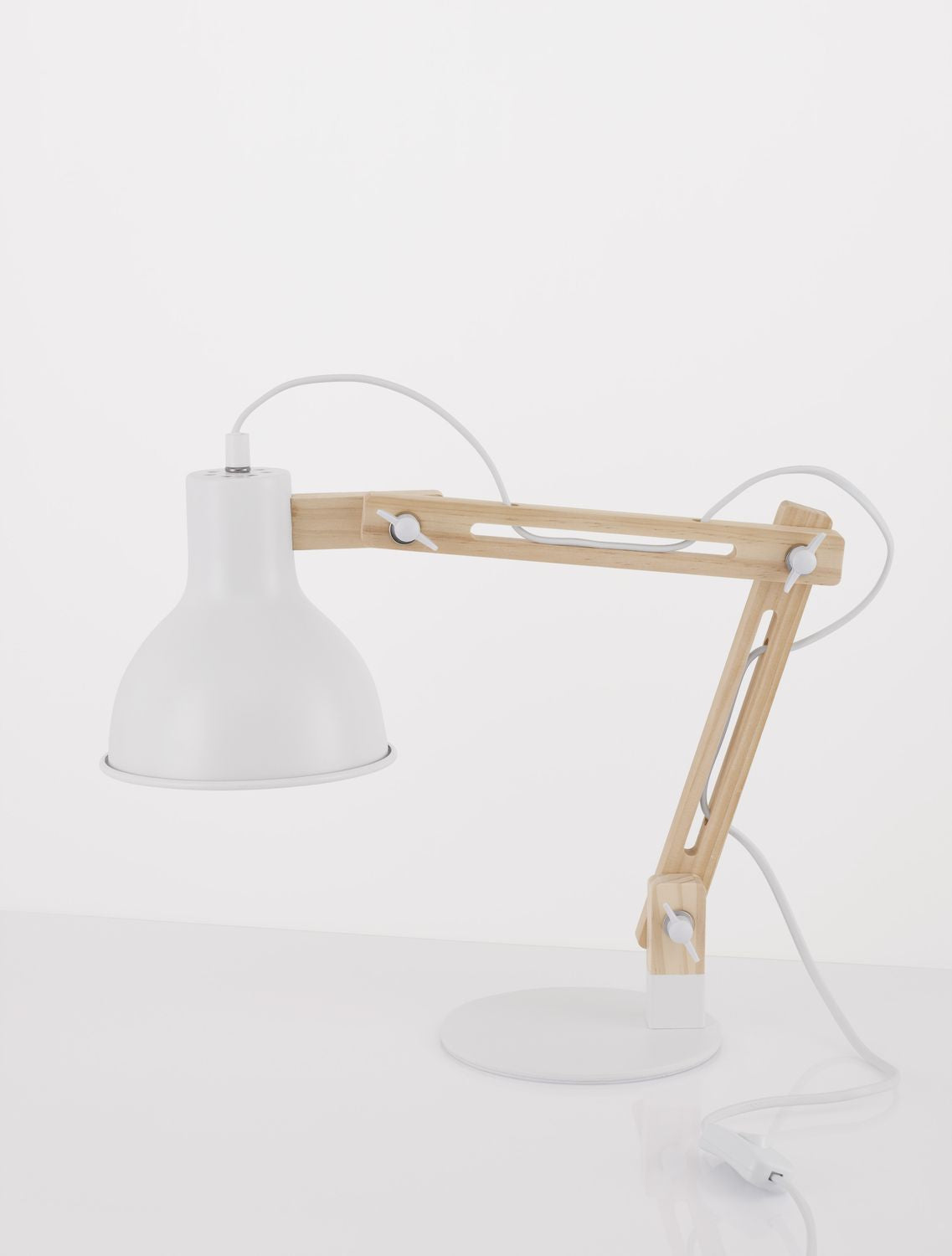 Lampe à poser Grou blanche, bois