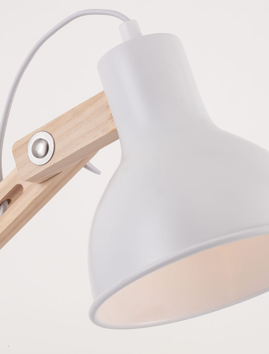 Lampe à poser Grou blanche, bois