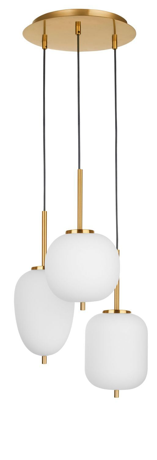 Suspension Lato 3 lumières dorée, verre (9624068)