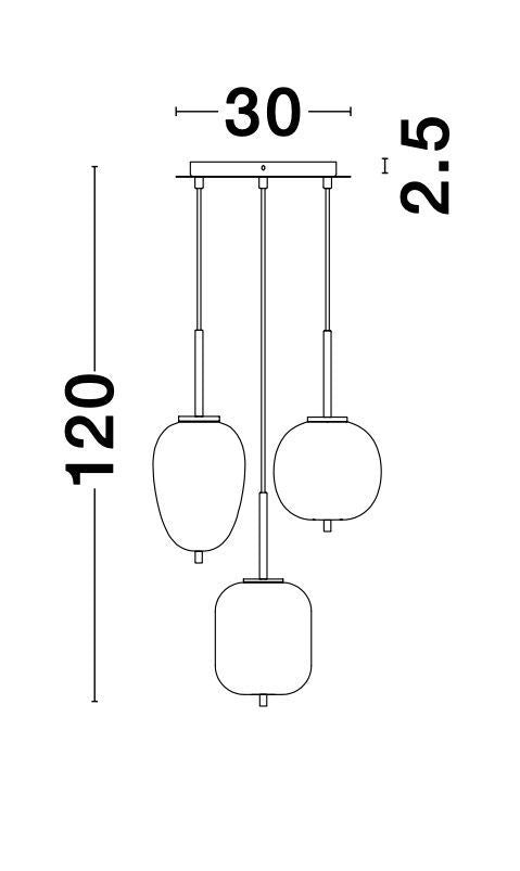 Suspension Lato 3 lumières dorée, verre (9624068)