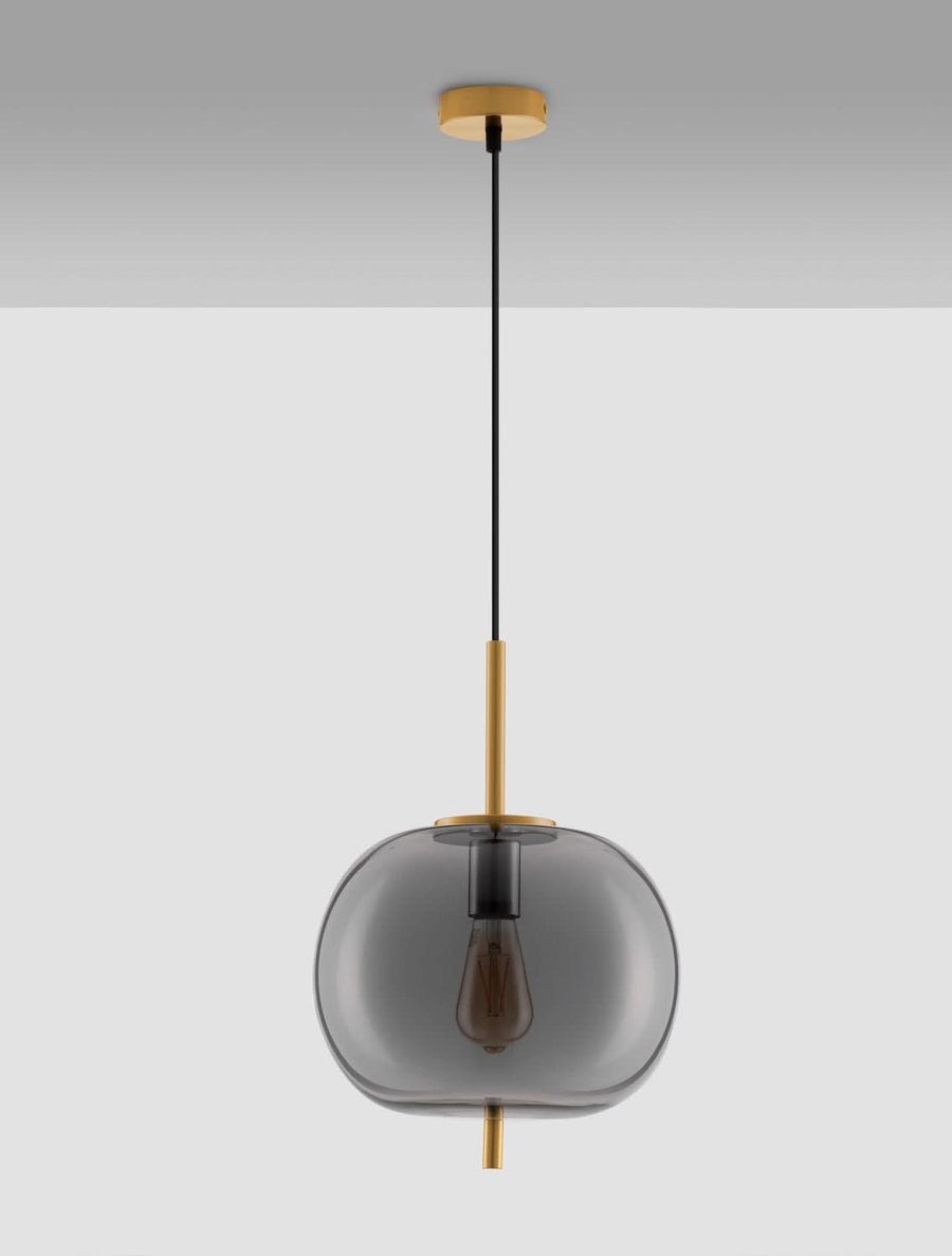 Suspension Lato dorée et fumée, verre (9624079)