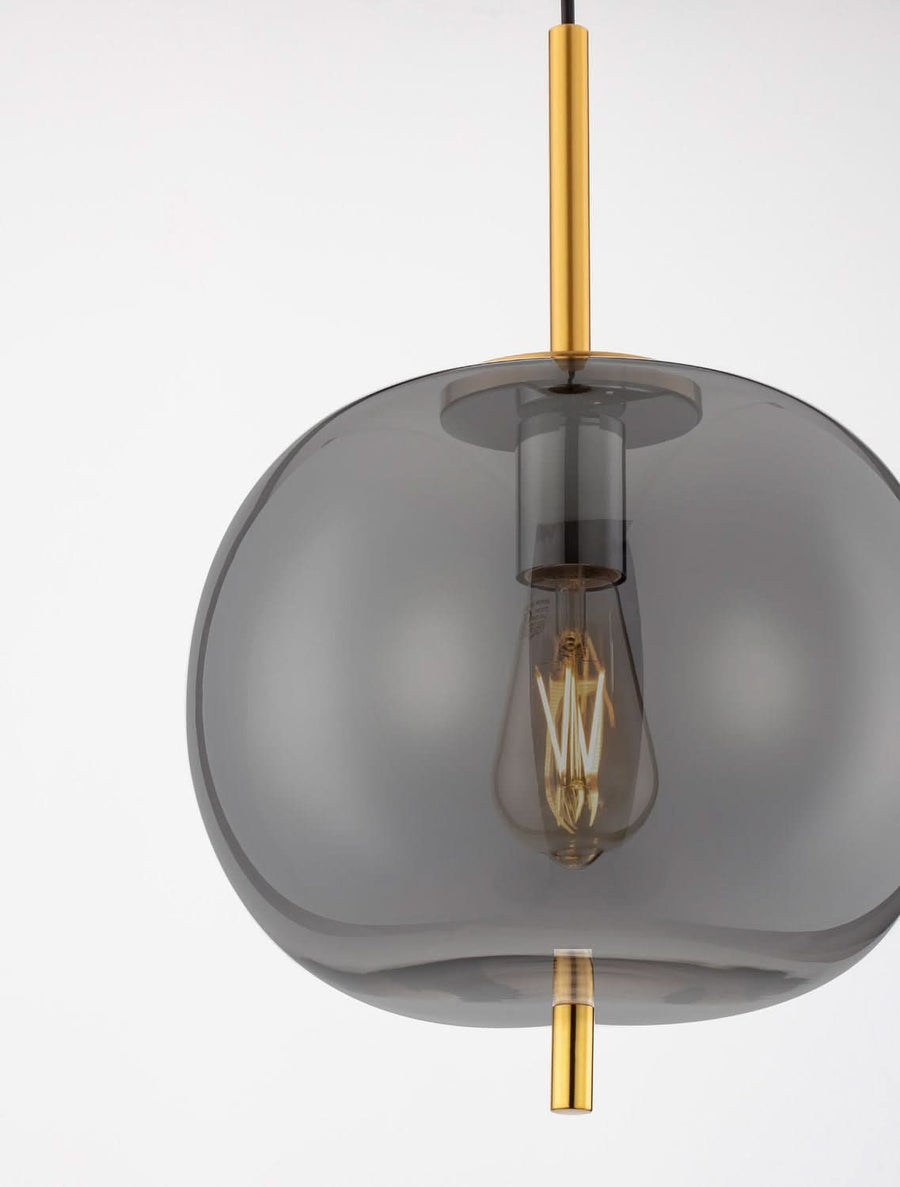 Suspension Lato dorée et fumée, verre (9624079)
