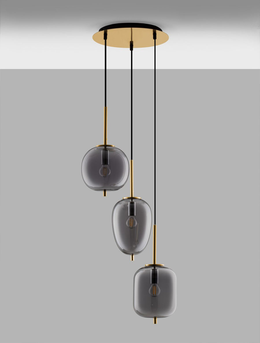 Suspension Lato 3 lumières dorée, verre (9624082)