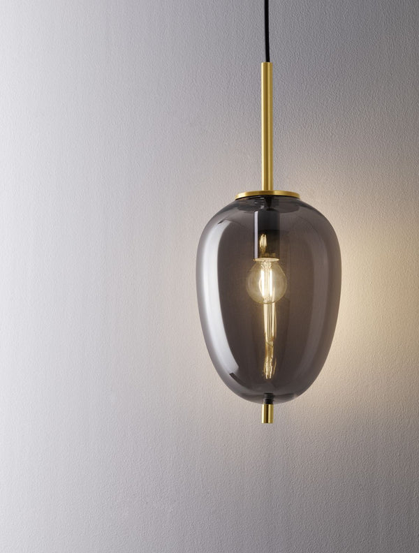 Suspension Lato dorée et fumée, verre (9624098)