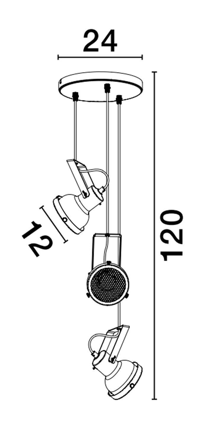 Suspension Ruvi 3 lumières noire