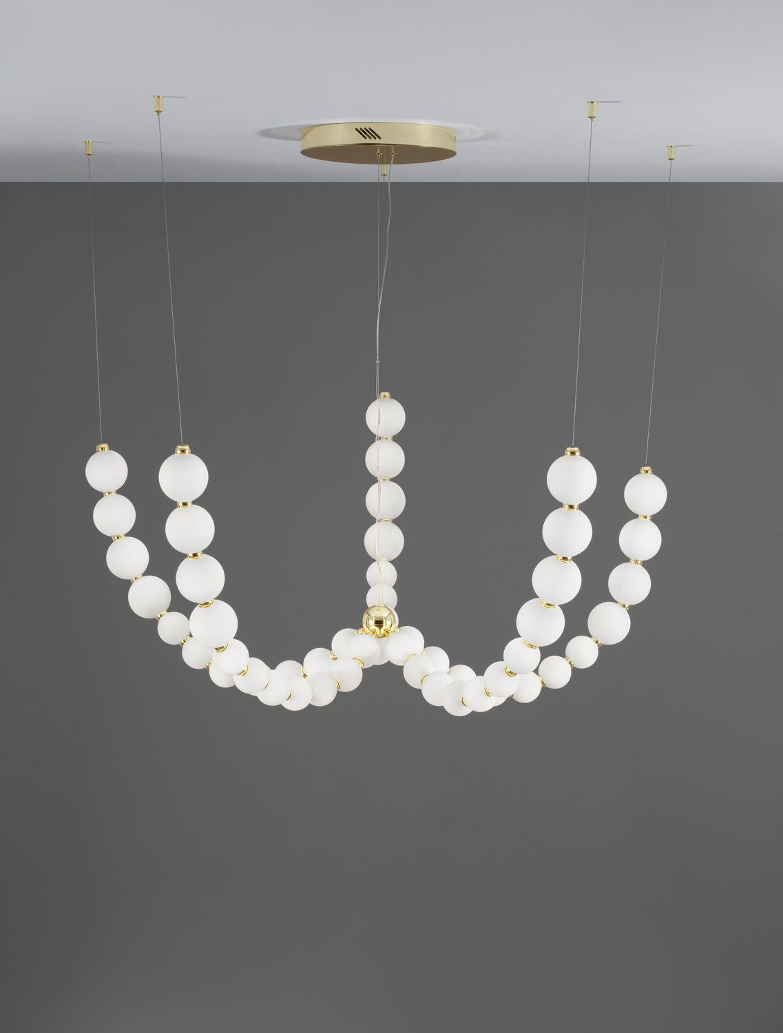 Suspension Perla dorée, verre, H 150 cm (9695203)