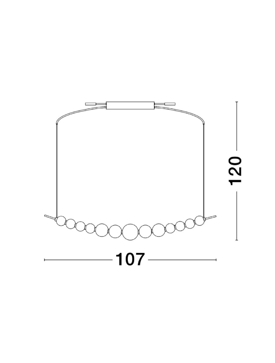 Suspension Perla dorée, verre, H 120 cm