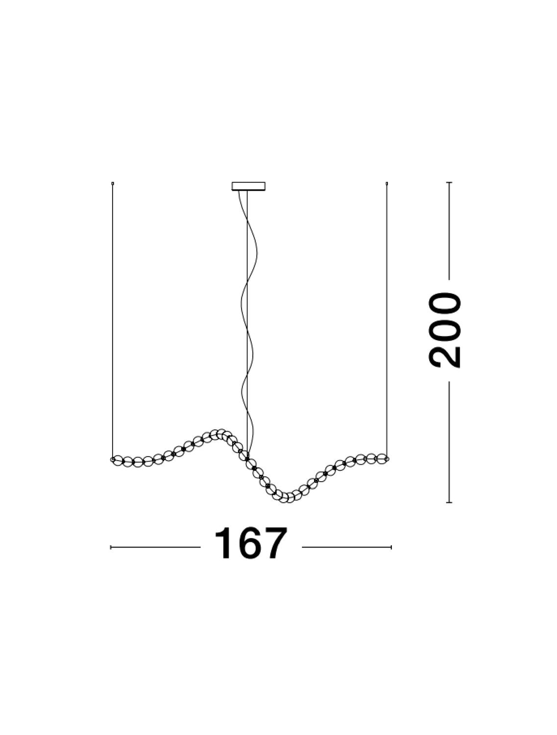 Schéma coté indiquant 167 cm de large et 200 cm de hauteur