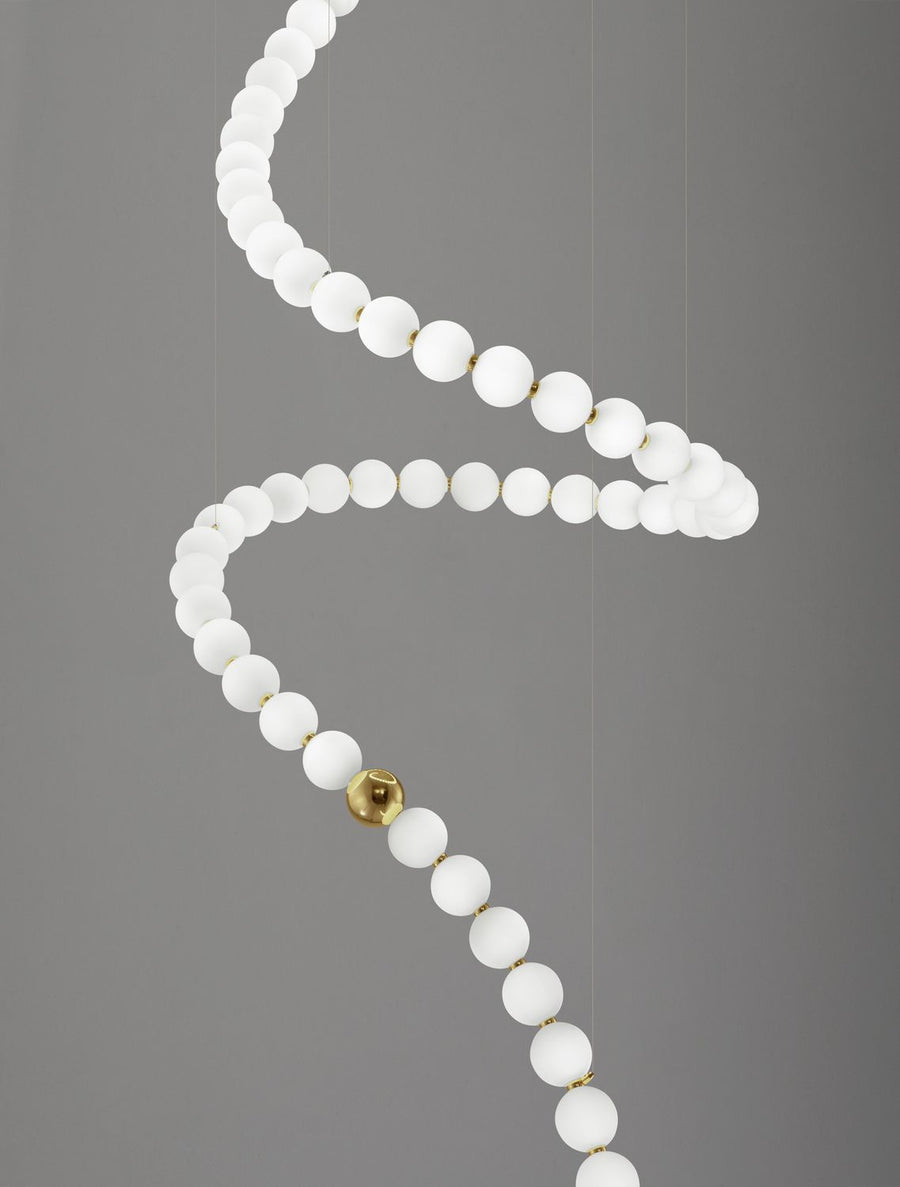 Suspension Perla dorée, verre, H 400 cm