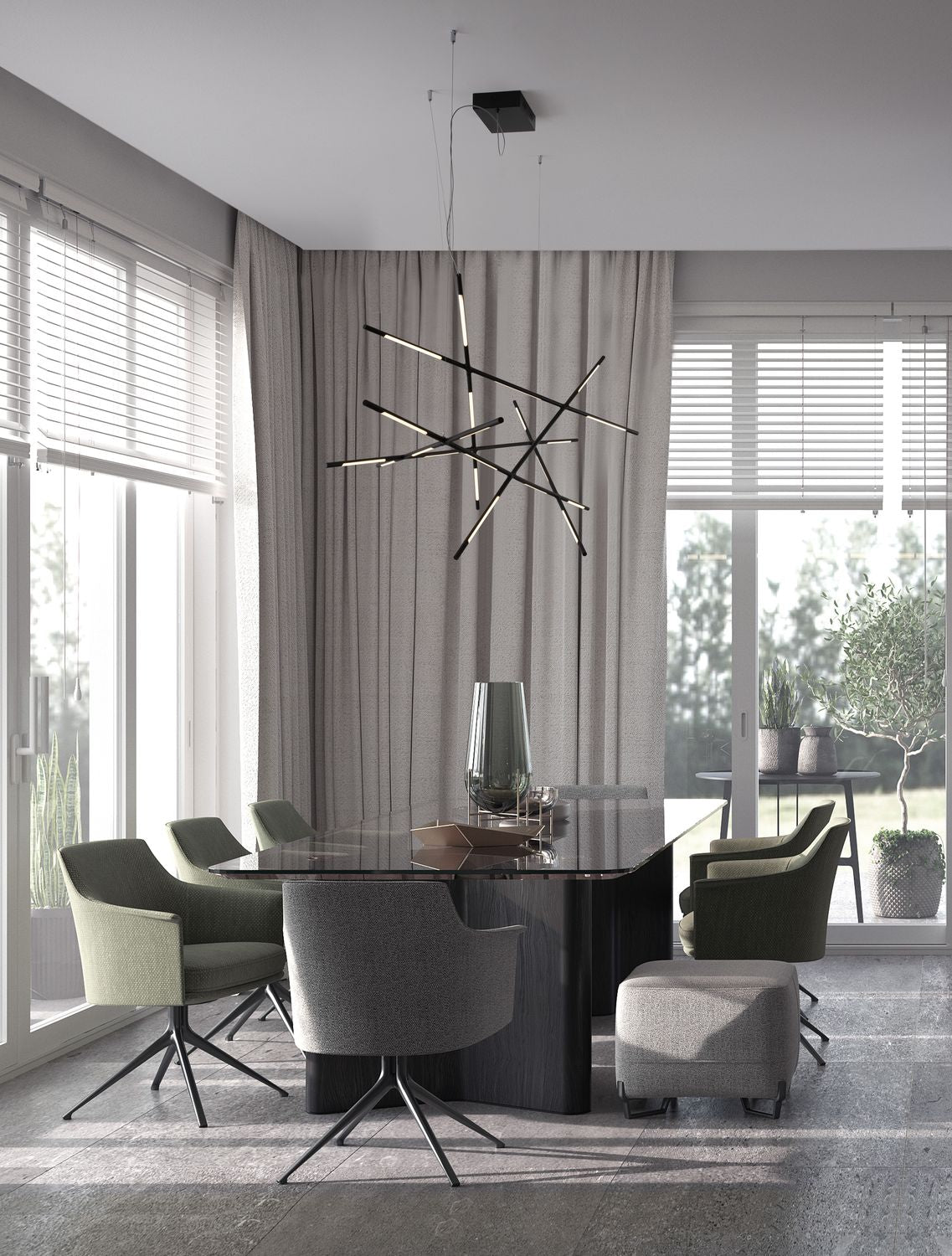 Suspension Raccio noire, H 200 cm (9695216)