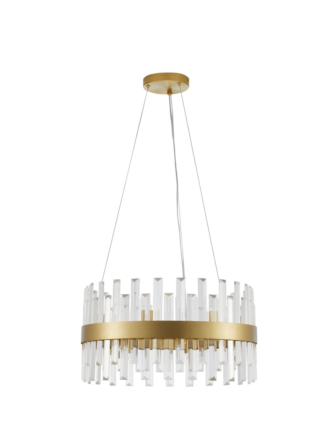 Suspension Crown 7 lumières dorée, cristal