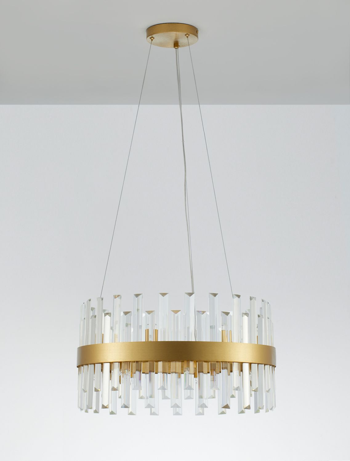 Suspension Crown 7 lumières dorée, cristal