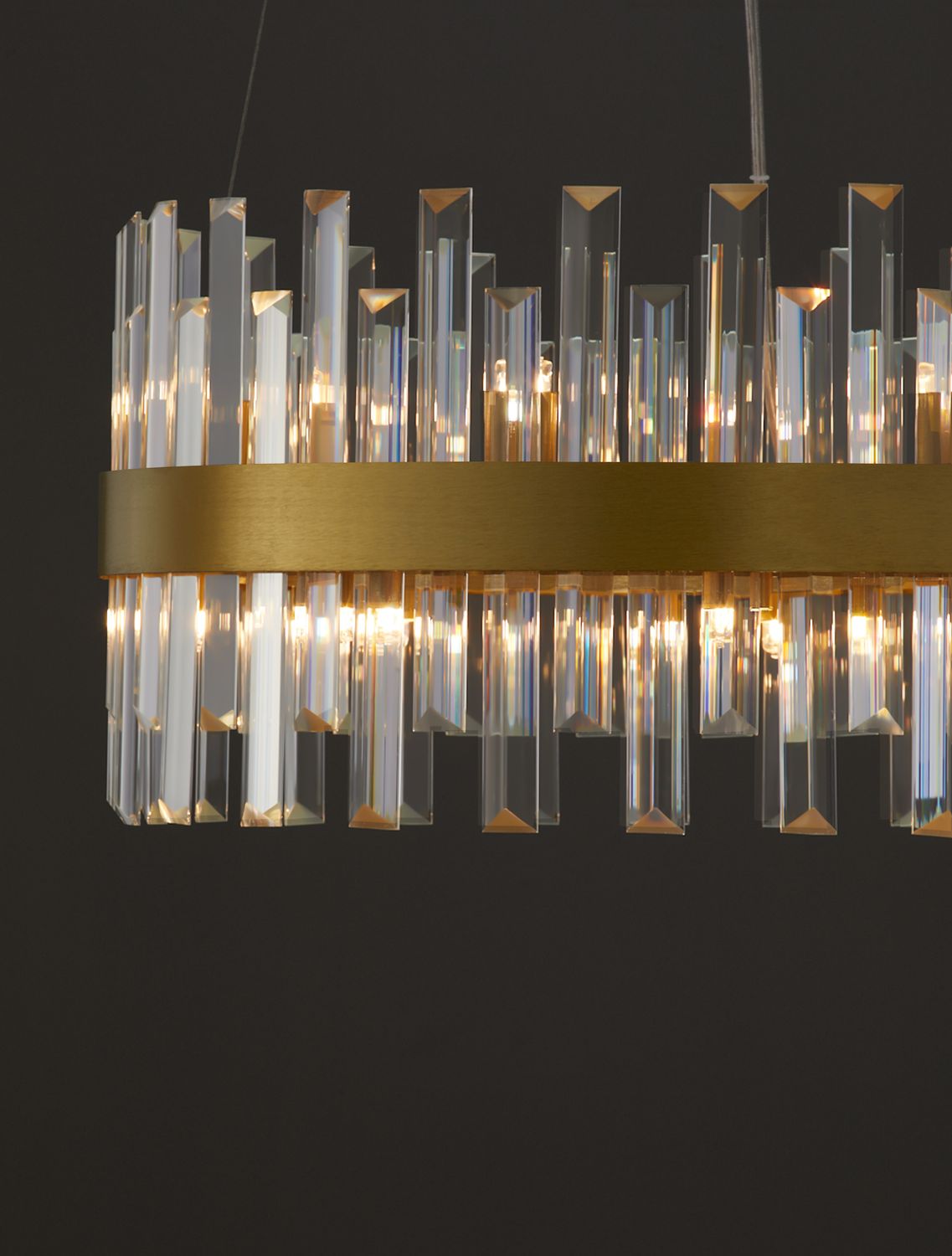 Suspension Crown 7 lumières dorée, cristal