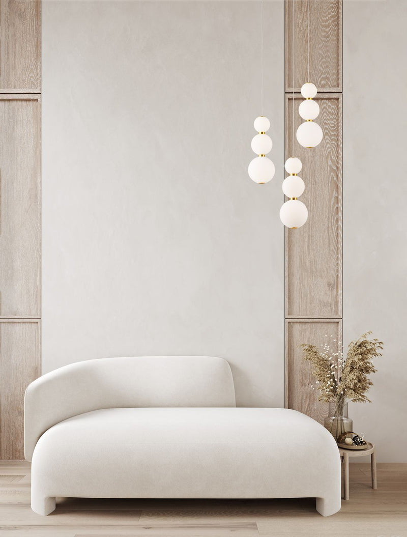 Suspension Perla dorée, verre, H 150 cm (9695242)