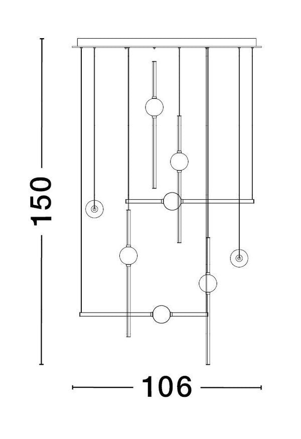 Suspension Acrobat noire, H 150 cm