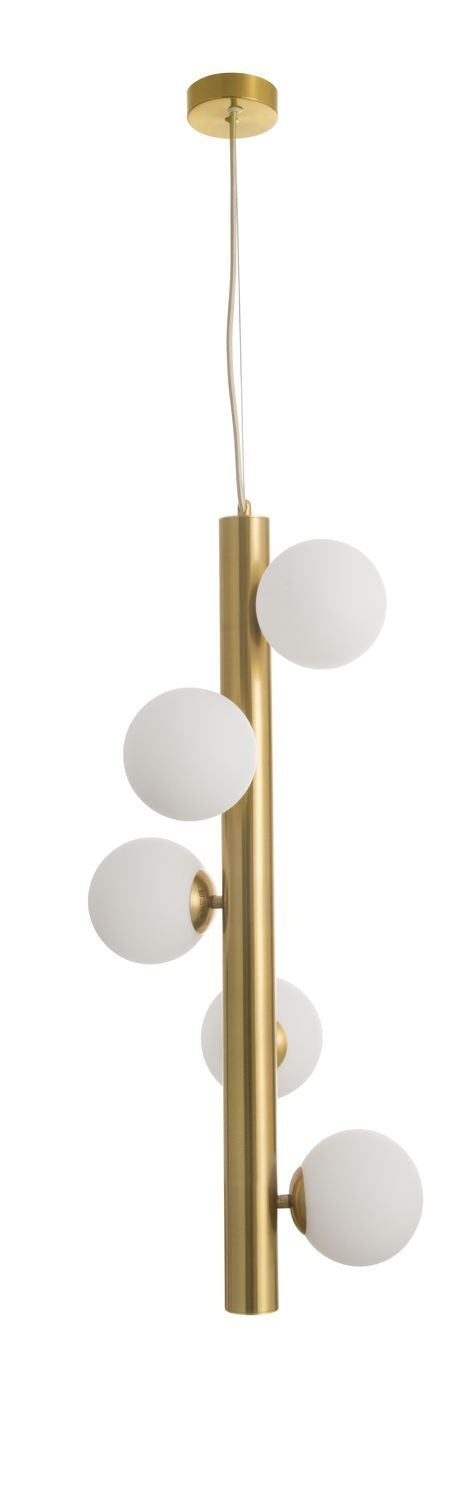 Suspension Jaklin 5 lumières dorée, verre