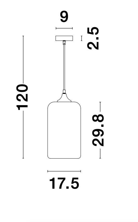 Schéma technique coté : hauteur totale 120 cm, diamètre 17,5 cm