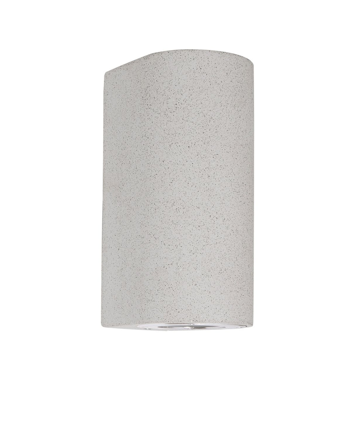 Produit de face sur fond blanc, corps cylindrique à finition mouchetée claire