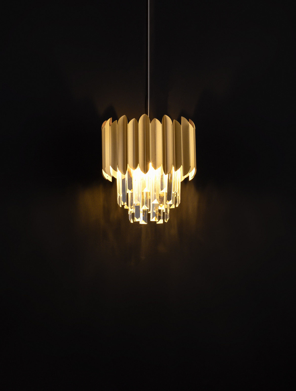 Suspension Magnolia dorée, cristal