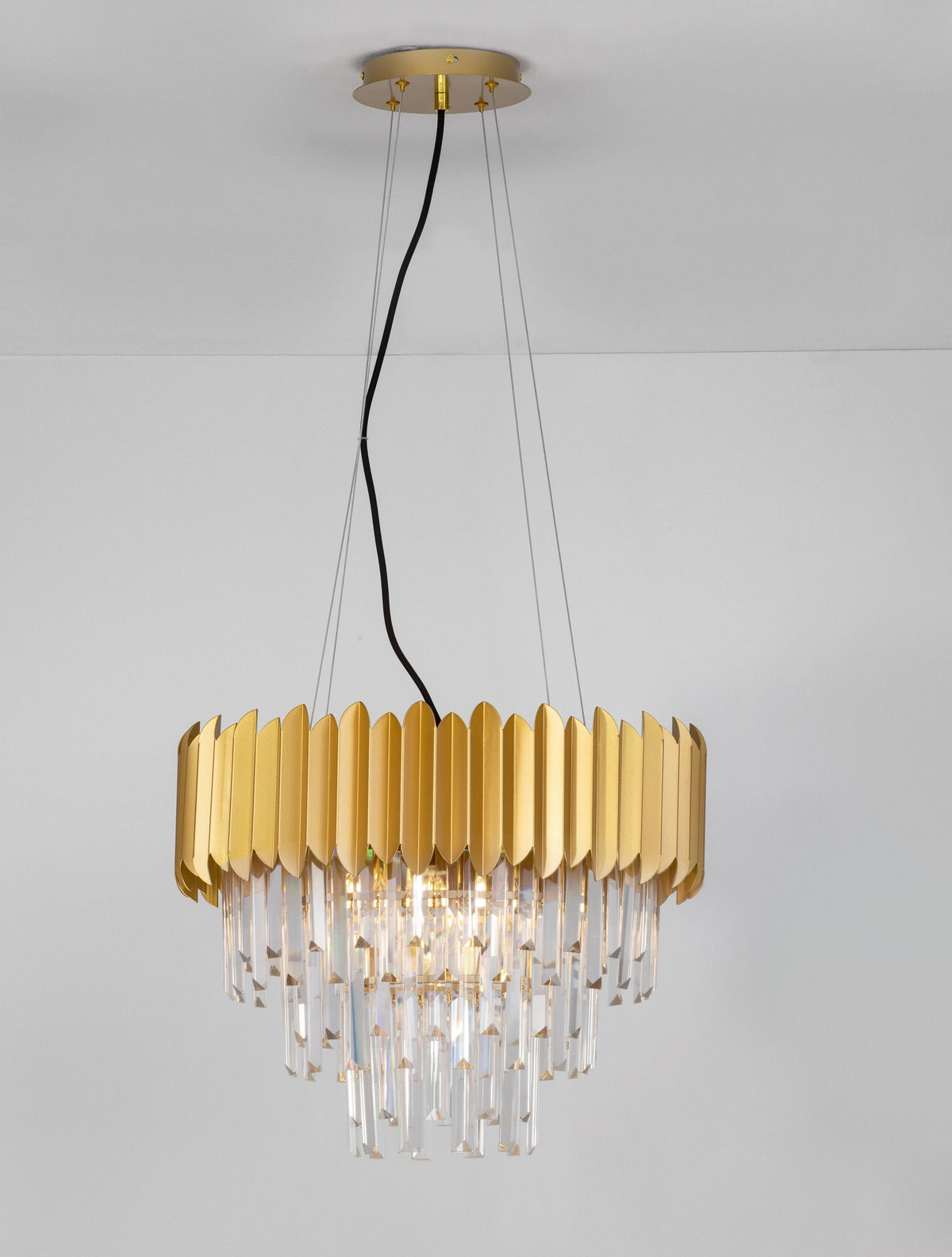 Suspension Magnolia 6 lumières dorée, cristal (9824075)