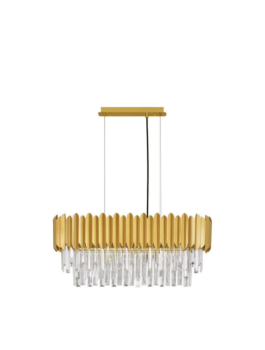 Suspension Magnolia 5 lumières dorée, cristal (9824077)