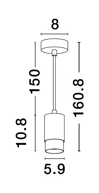 Suspension Pongo noire, H 160,8 cm