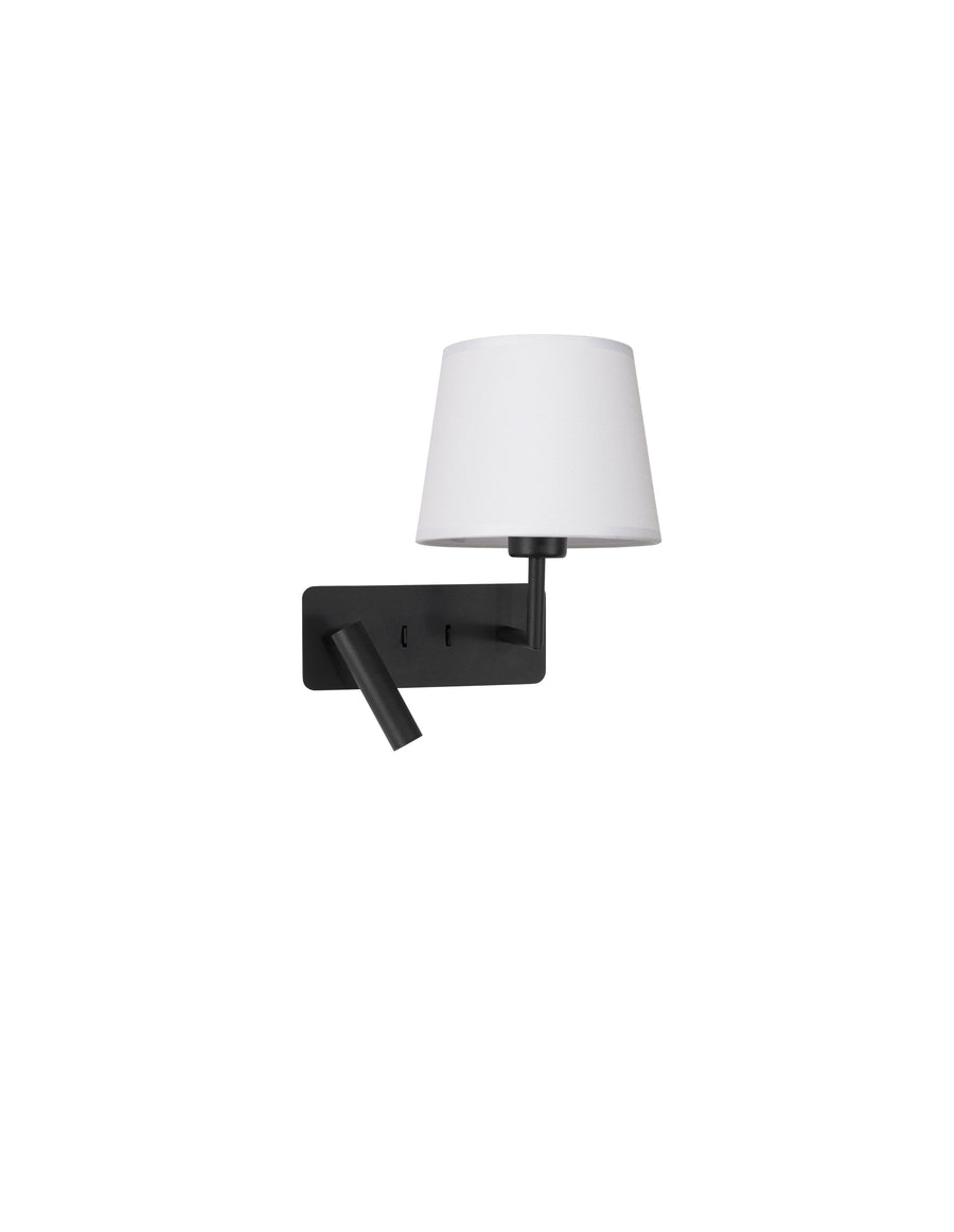 Applique murale Savona 2 lumières noire, tissu