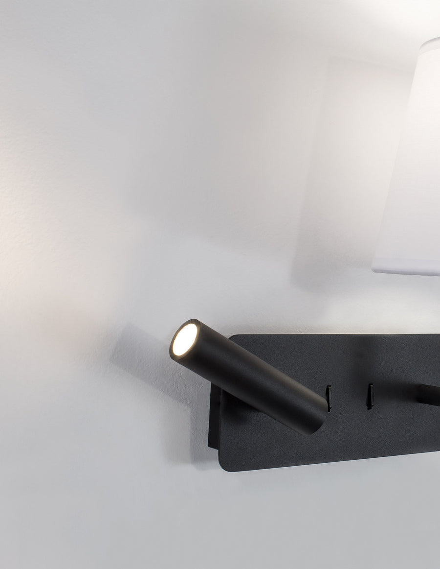 Applique murale Savona 2 lumières noire, tissu