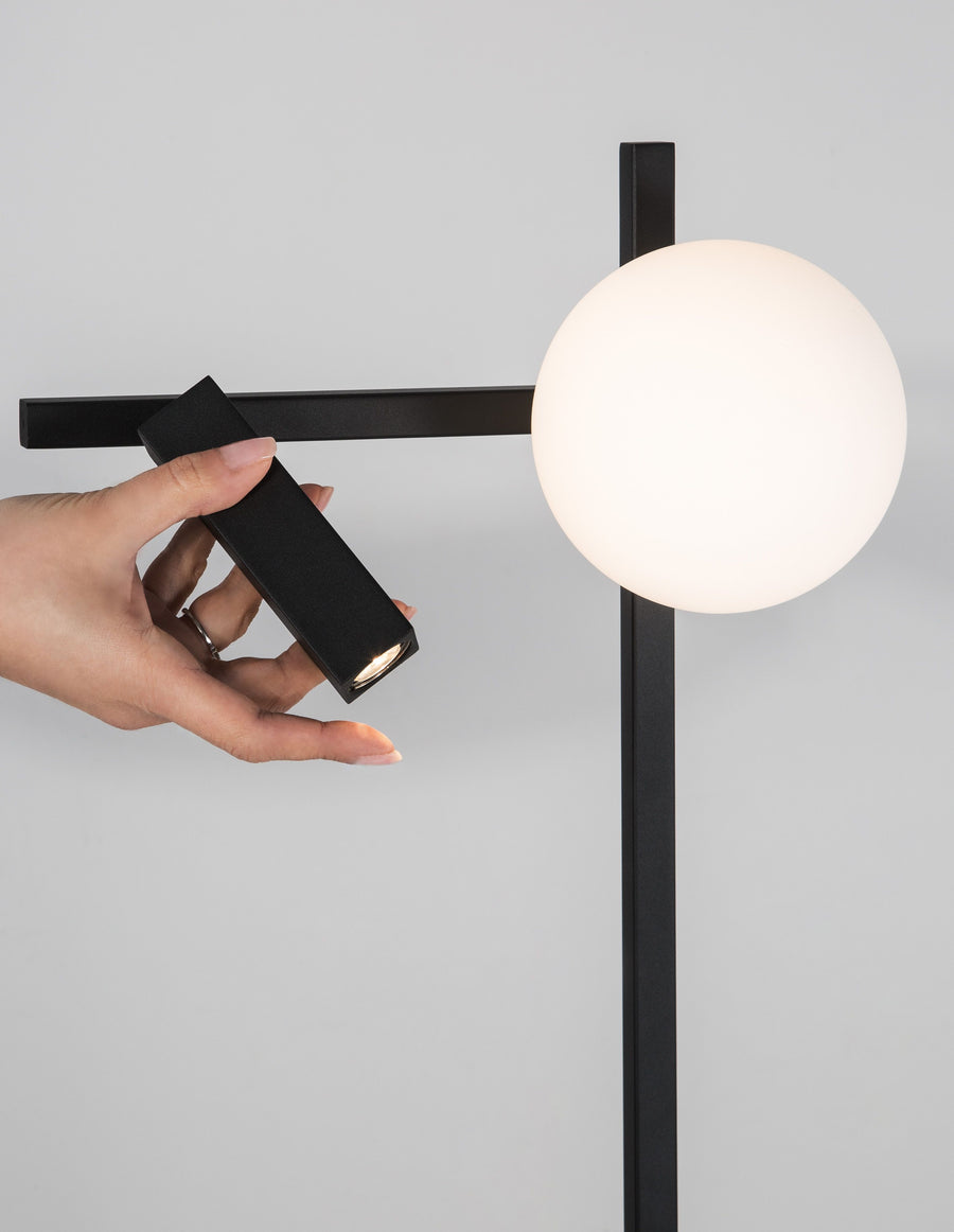 Lampadaire Joline noir, verre