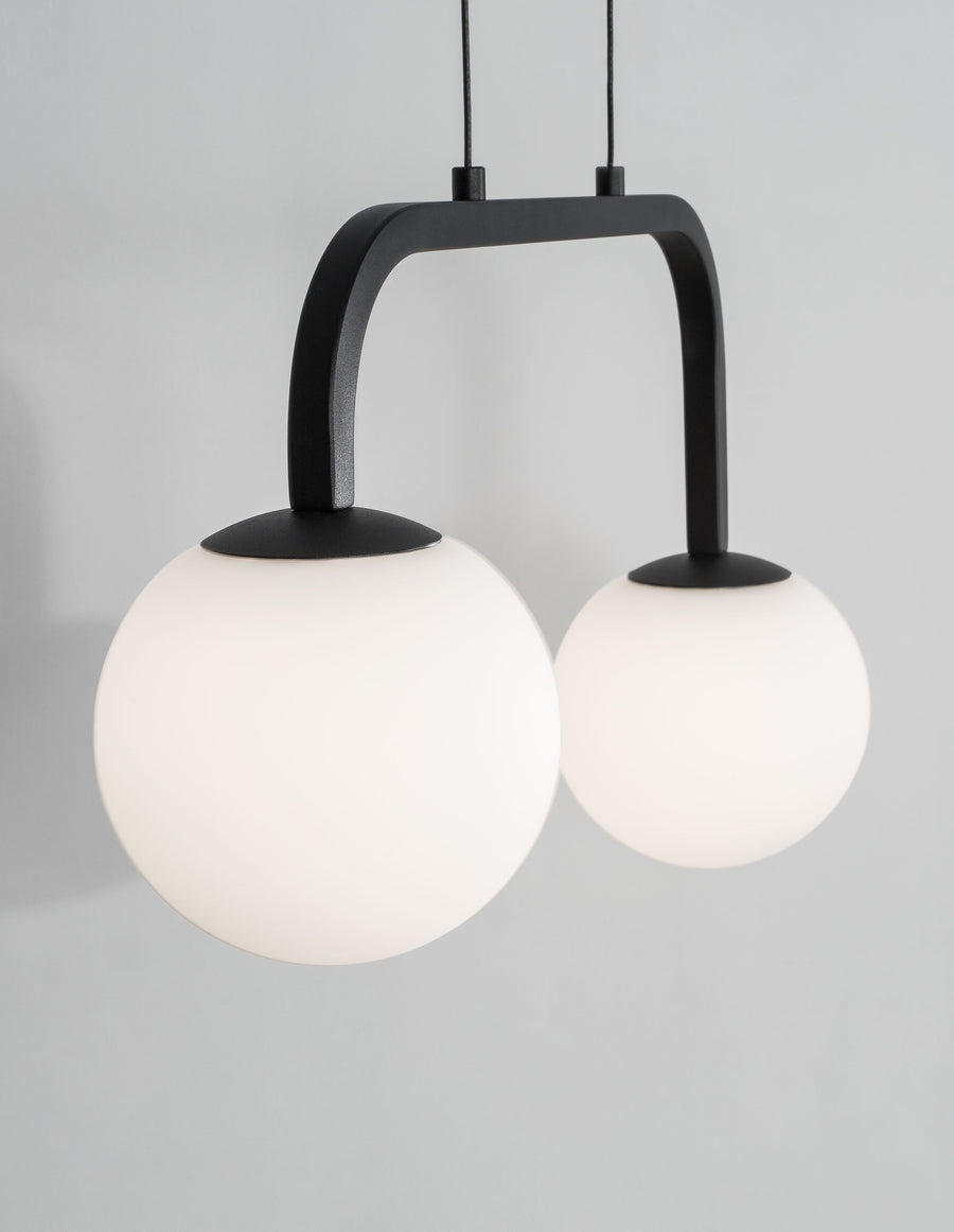 Suspension Joline noire, verre, H 115 cm