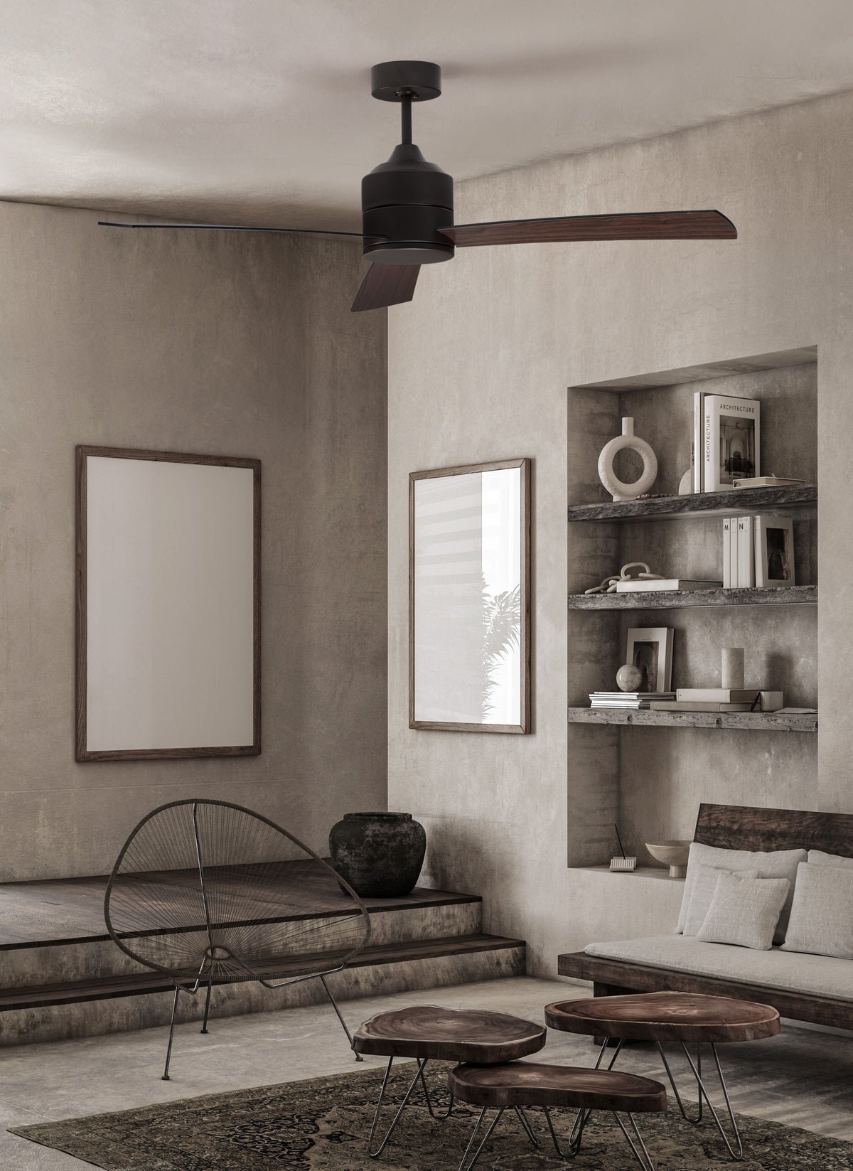 Ventilateur de plafond lumineux Axel noir, bois