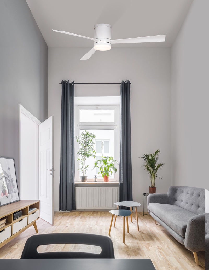 Ventilateur de plafond lumineux Silky blanc, verre