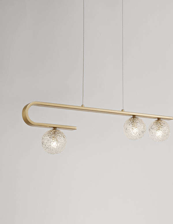 Suspension Mirano 3 lumières dorée, verre (9960272)
