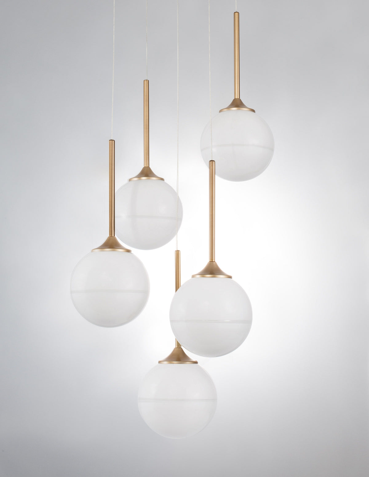 Suspension Cantona 5 lumières dorée, verre (9960614)