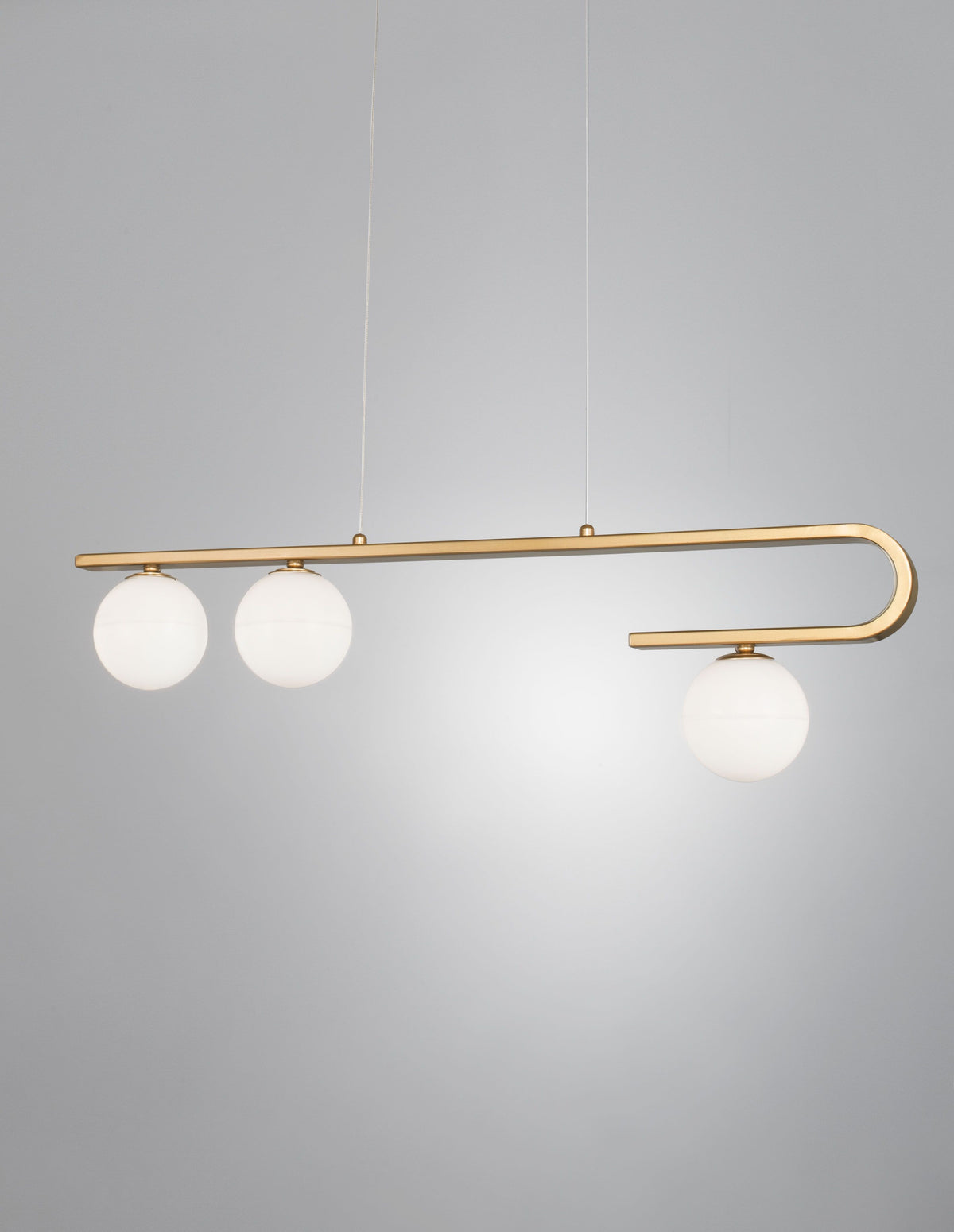 Suspension Cantona 3 lumières dorée, verre (9960615)