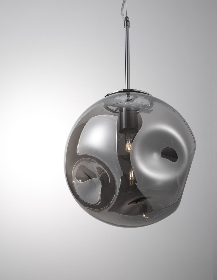 Suspension Mayan chromée, verre, H 120 cm