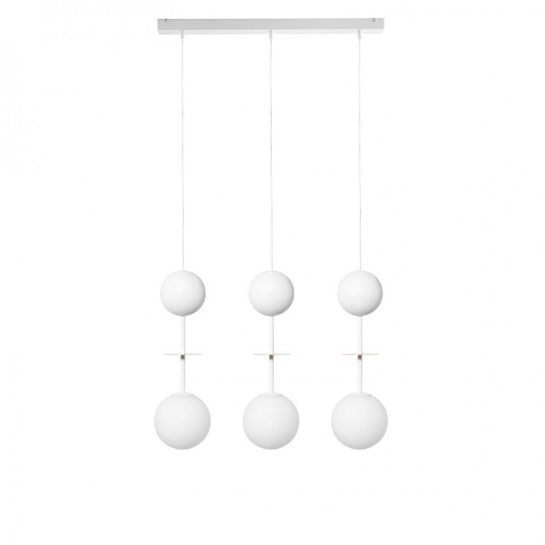 Suspension luminaire OIO A 3L Blanc / doré, détail laiton